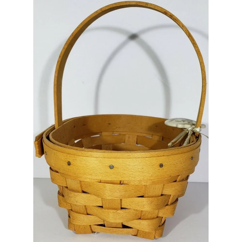 1999 Longaberger Horizon Of Hope Basket Set W/ Liner Protector Lid Tie On